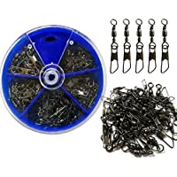 SHADDOCK Kit de caja de aparejos de pesca- 100 unidades- giratorio- con conector de presión- tamaño 6#- 8#- 10#- 12#- 14…